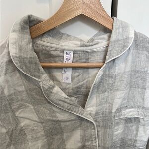 Stars above white and gray pajama set